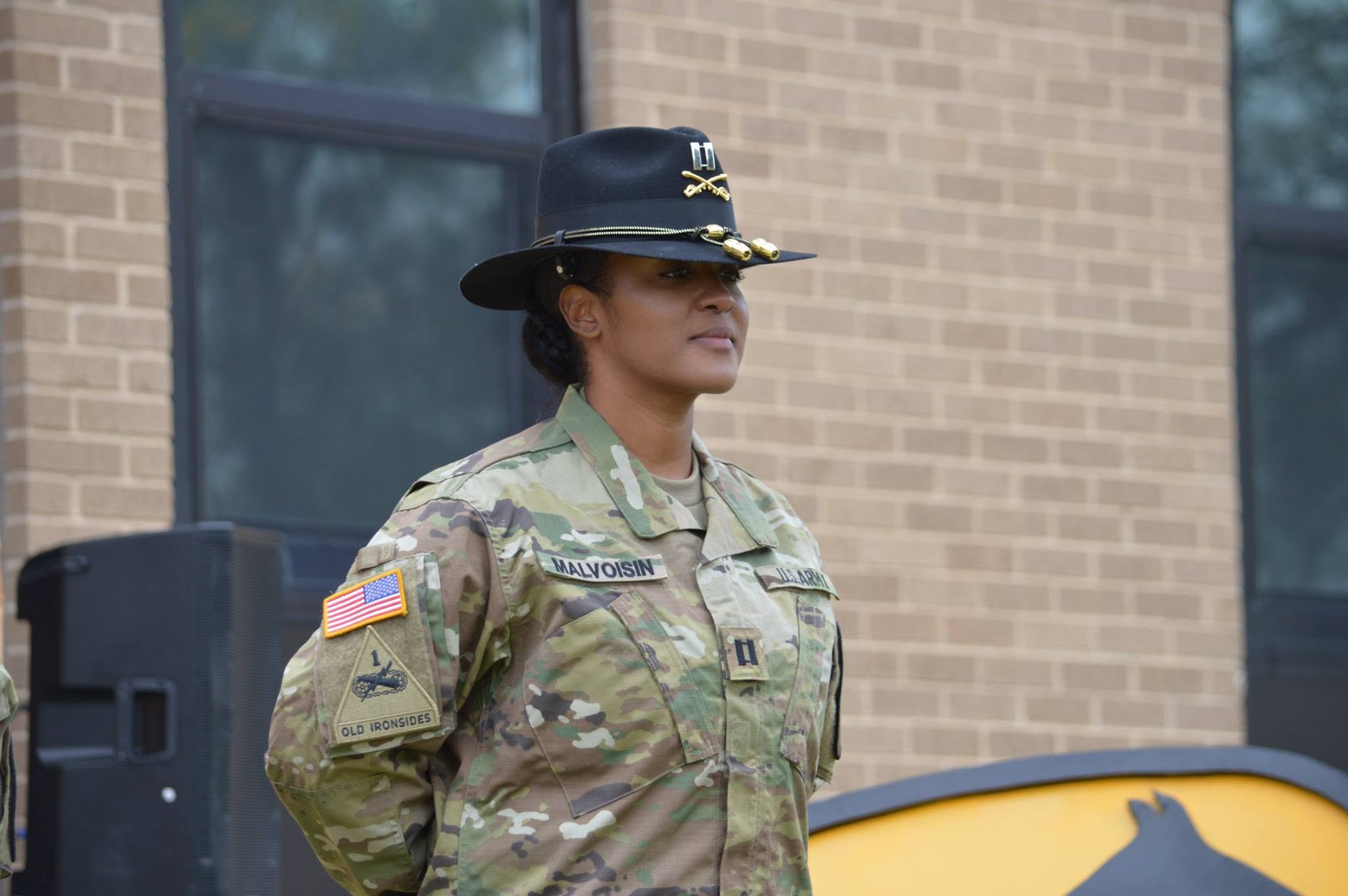 Female soldier in military uniform